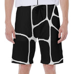 Black And White Giraffe Pattern Print Men's Beach Shorts