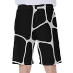 Black And White Giraffe Pattern Print Men's Beach Shorts
