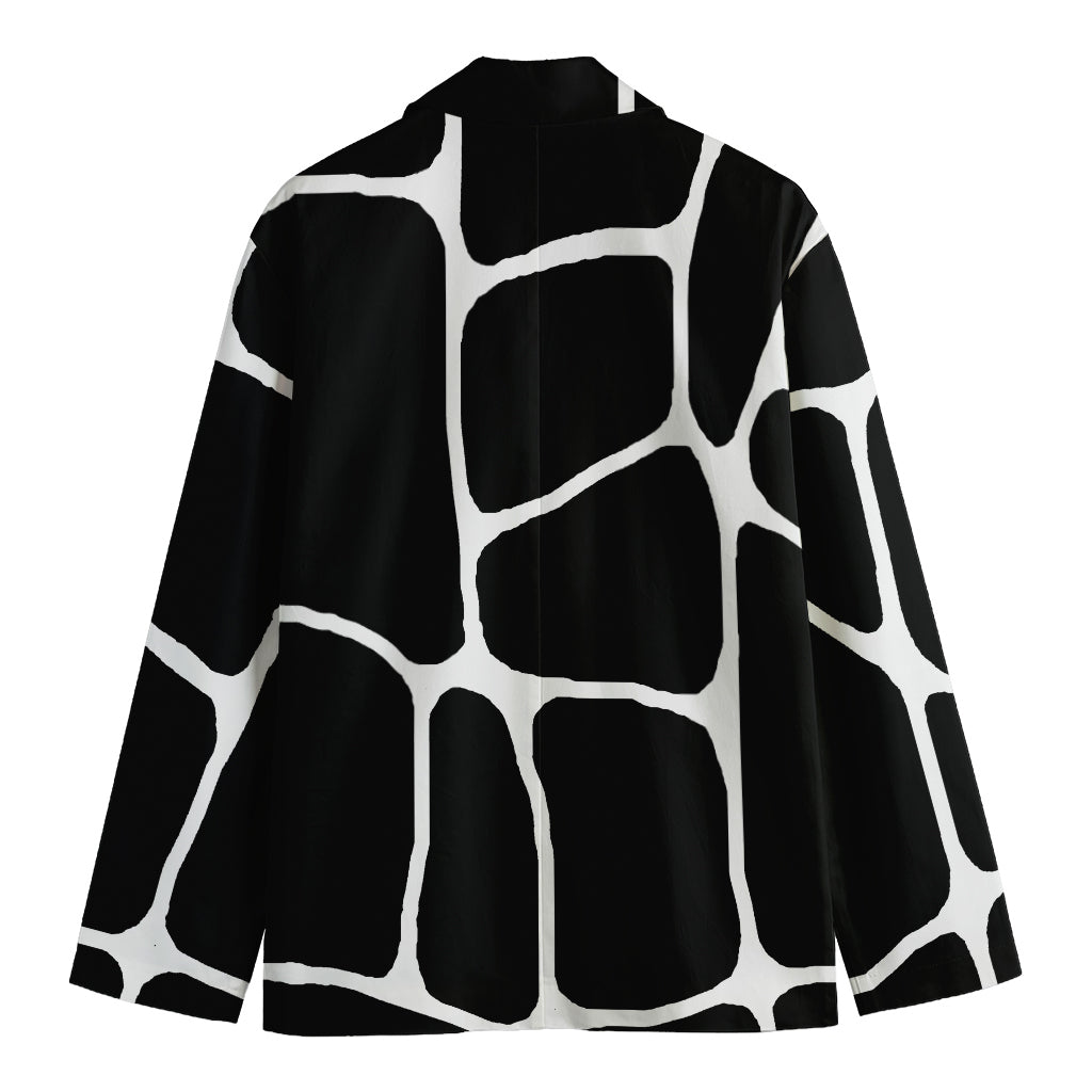 Black And White Giraffe Pattern Print Men's Blazer