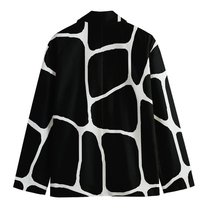 Black And White Giraffe Pattern Print Men's Blazer