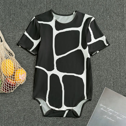 Black And White Giraffe Pattern Print Men's Bodysuit