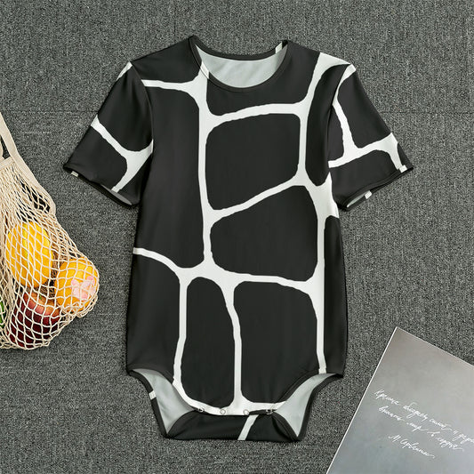 Black And White Giraffe Pattern Print Men's Bodysuit
