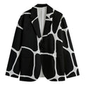 Black And White Giraffe Pattern Print Men's Cotton Blazer
