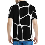 Black And White Giraffe Pattern Print Men's Polo Shirt