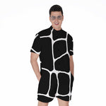 Black And White Giraffe Pattern Print Men's Rompers