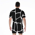 Black And White Giraffe Pattern Print Men's Rompers