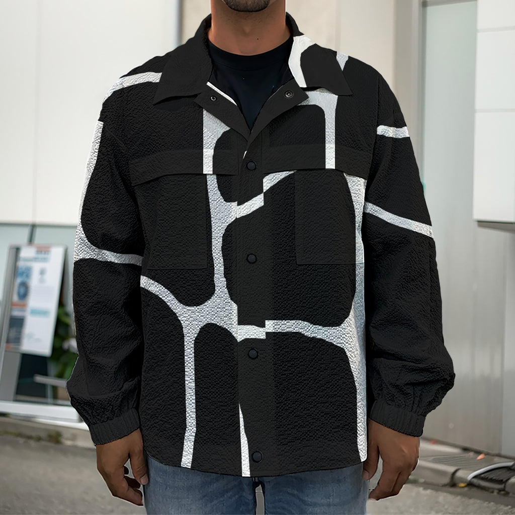 Black And White Giraffe Pattern Print Men's Shirt Jacket