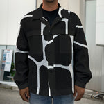 Black And White Giraffe Pattern Print Men's Shirt Jacket