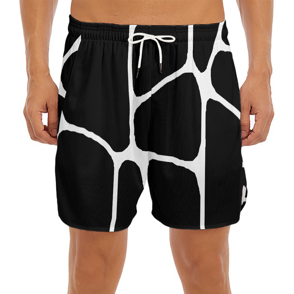 Black And White Giraffe Pattern Print Men's Split Running Shorts