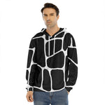 Black And White Giraffe Pattern Print Men's Velvet Pullover Hoodie