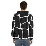 Black And White Giraffe Pattern Print Men's Velvet Pullover Hoodie