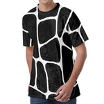 Black And White Giraffe Pattern Print Men's Velvet T-Shirt