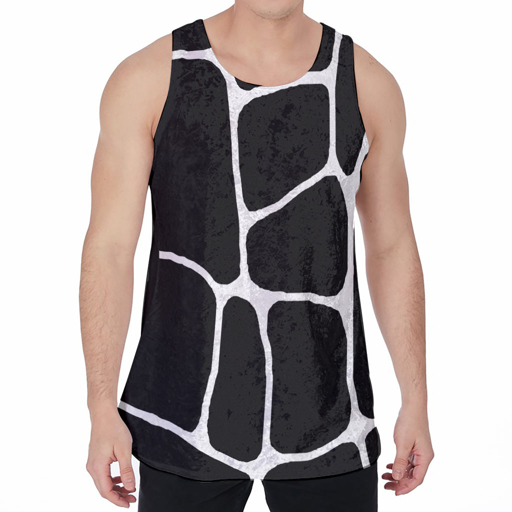 Black And White Giraffe Pattern Print Men's Velvet Tank Top