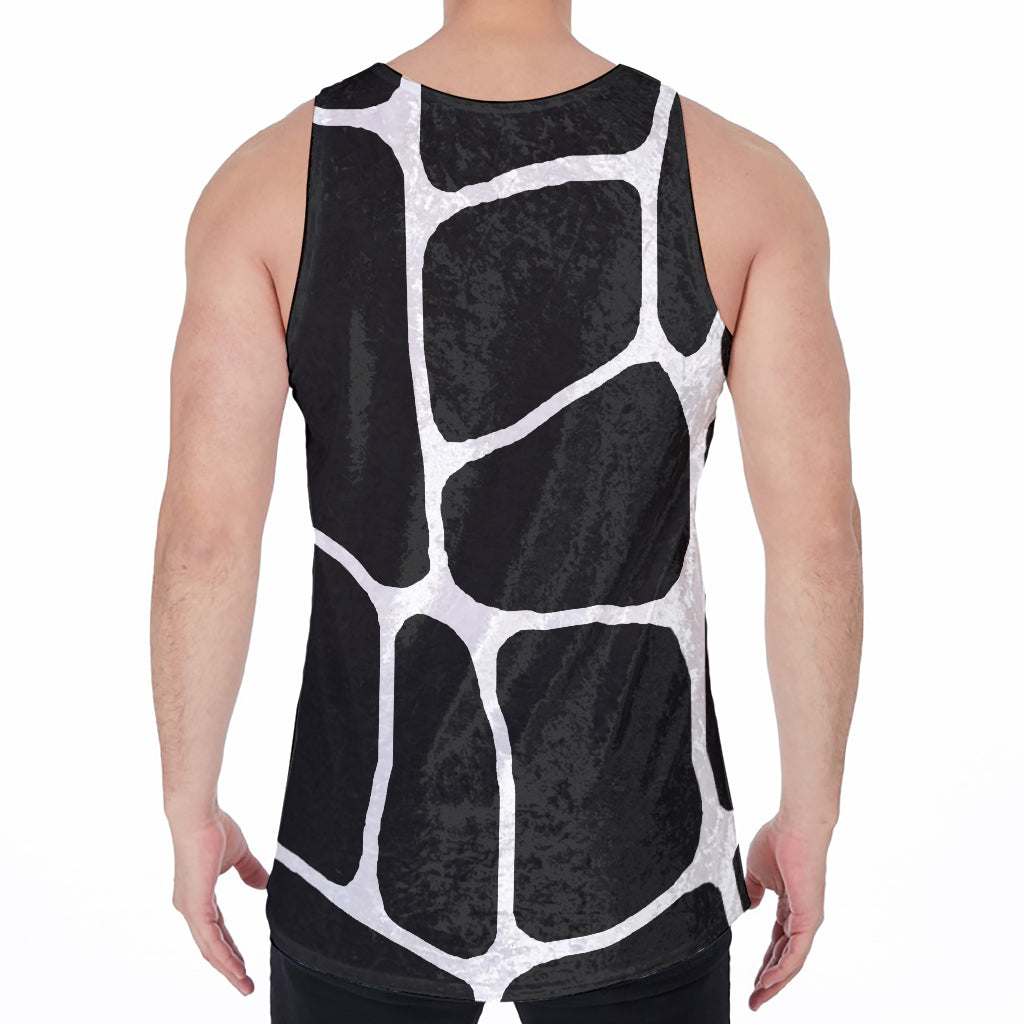 Black And White Giraffe Pattern Print Men's Velvet Tank Top