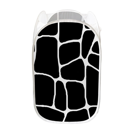 Black And White Giraffe Pattern Print Mesh Laundry Hamper