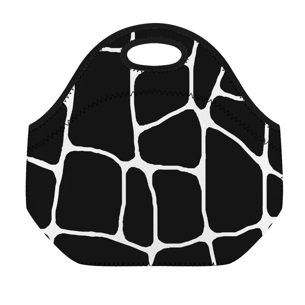 Black And White Giraffe Pattern Print Neoprene Lunch Bag