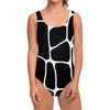 Black And White Giraffe Pattern Print One Piece Swimsuit