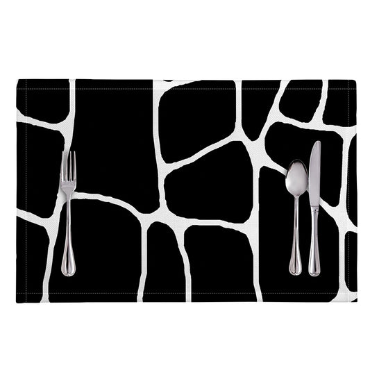 Black And White Giraffe Pattern Print Placemat