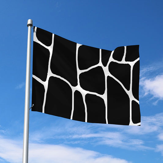Black And White Giraffe Pattern Print Polyester Flag