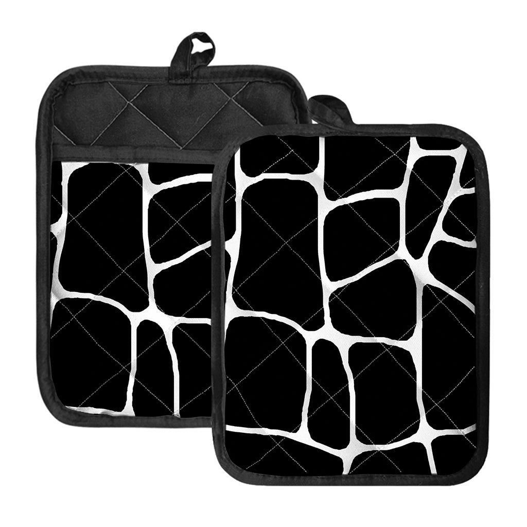 Black And White Giraffe Pattern Print Pot Holders With Pocket