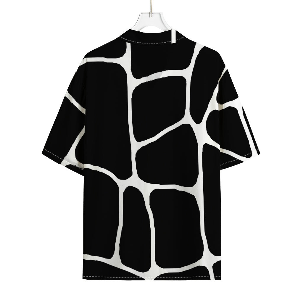 Black And White Giraffe Pattern Print Rayon Hawaiian Shirt