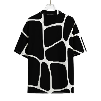 Black And White Giraffe Pattern Print Rayon Hawaiian Shirt