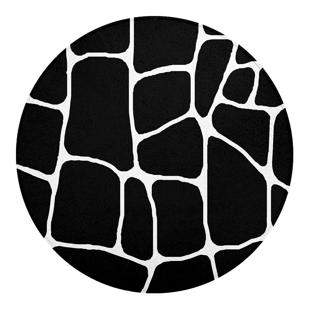 Black And White Giraffe Pattern Print Round Blanket