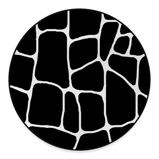 Black And White Giraffe Pattern Print Round Floor Mat
