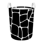 Black And White Giraffe Pattern Print Round Laundry Basket