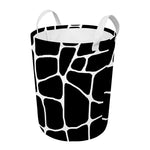 Black And White Giraffe Pattern Print Round Laundry Basket