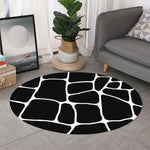 Black And White Giraffe Pattern Print Round Rug