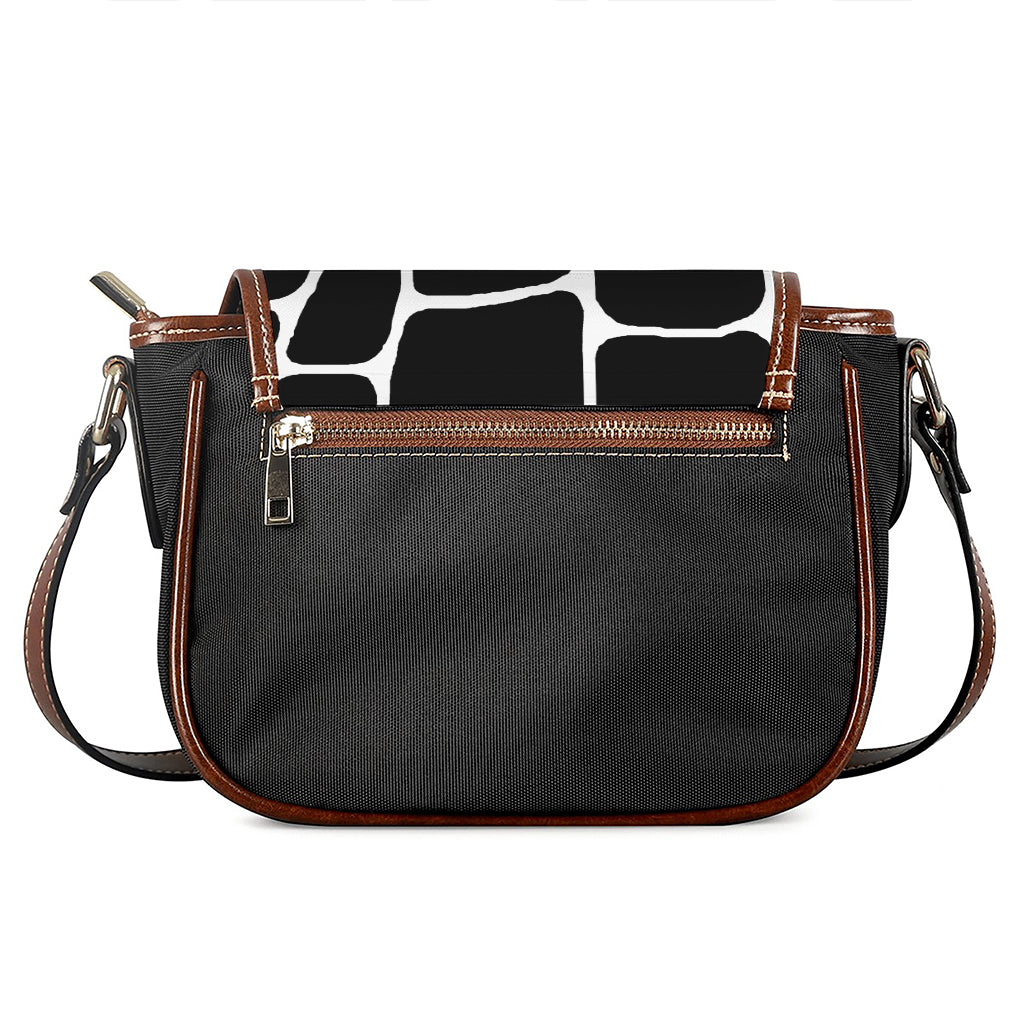 Black And White Giraffe Pattern Print Saddle Bag