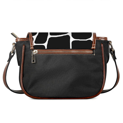 Black And White Giraffe Pattern Print Saddle Bag
