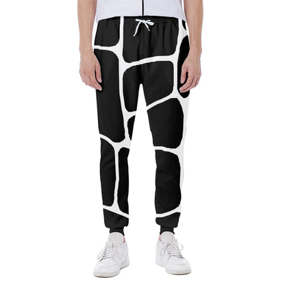 Black And White Giraffe Pattern Print Scuba Joggers