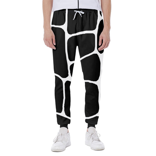 Black And White Giraffe Pattern Print Scuba Joggers