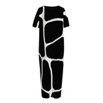 Black And White Giraffe Pattern Print Short Sleeve Long Nightdress
