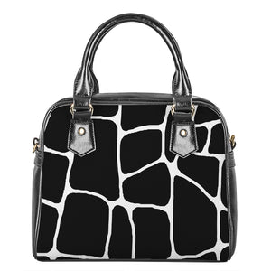 Black And White Giraffe Pattern Print Shoulder Handbag