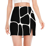 Black And White Giraffe Pattern Print Side Slit Mini Skirt
