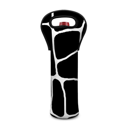 Black And White Giraffe Pattern Print Single Neoprene Wine Tote