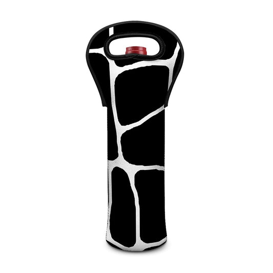 Black And White Giraffe Pattern Print Single Neoprene Wine Tote