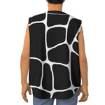 Black And White Giraffe Pattern Print Sleeveless Baseball Jersey