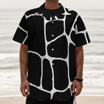 Black And White Giraffe Pattern Print Textured Short Sleeve Shirt