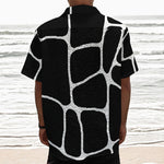 Black And White Giraffe Pattern Print Textured Short Sleeve Shirt