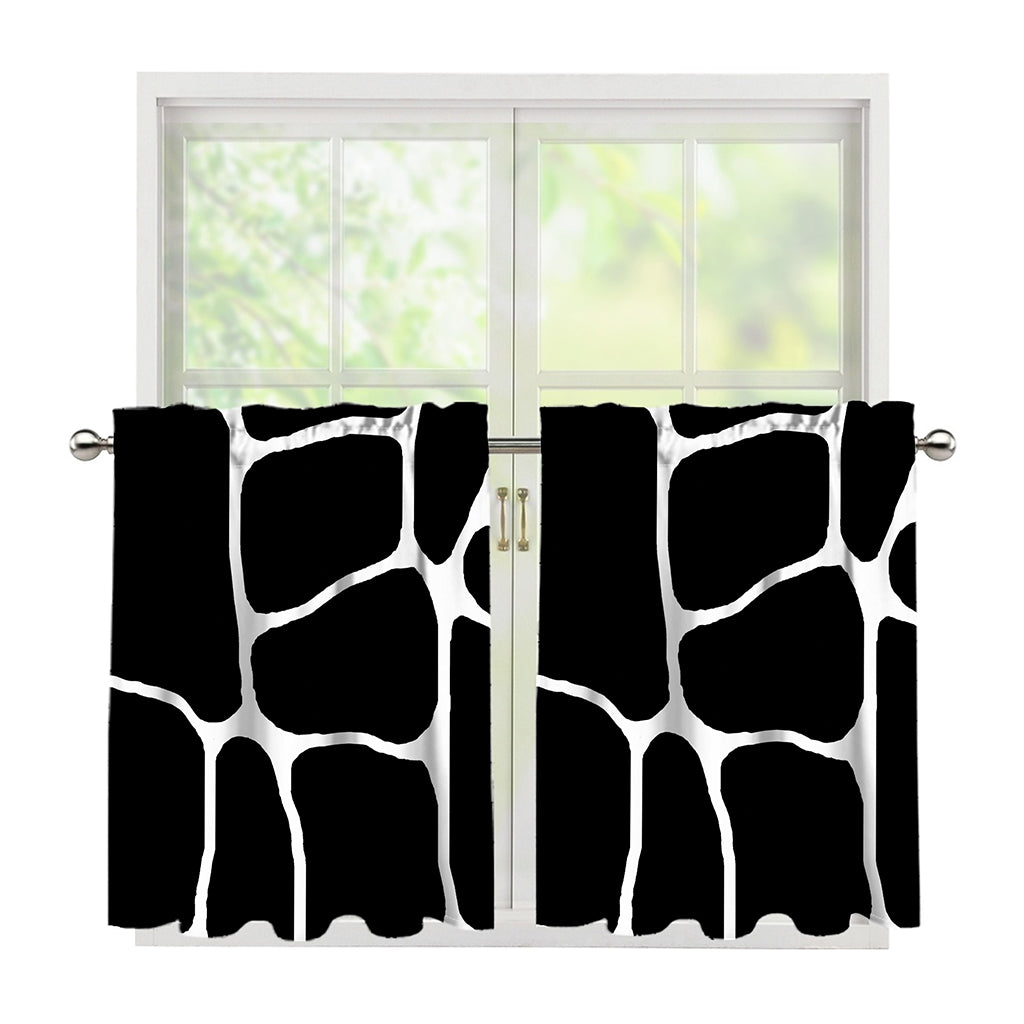 Black And White Giraffe Pattern Print Tier Curtains