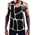 Black And White Giraffe Pattern Print Men's Workout Tank Top