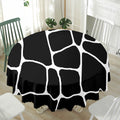 Black And White Giraffe Pattern Print Waterproof Round Tablecloth