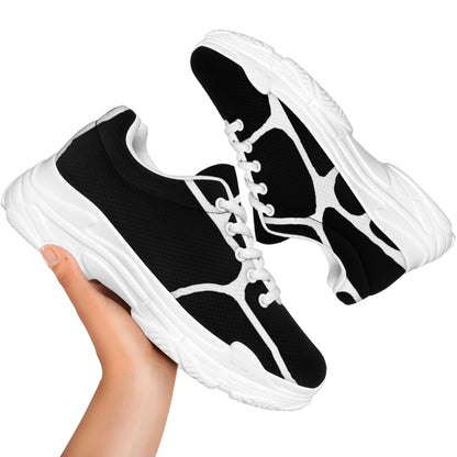 Black And White Giraffe Pattern Print White Chunky Shoes
