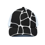 Black And White Giraffe Pattern Print White Mesh Trucker Cap