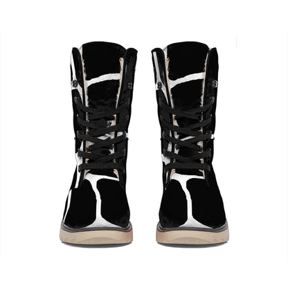 Black And White Giraffe Pattern Print Winter Boots