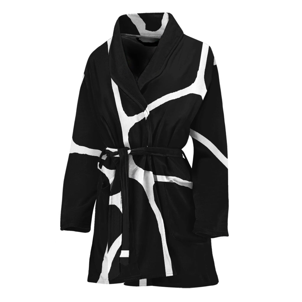 Black And White Giraffe Pattern Print Women's Bathrobe